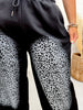 Black Wide Leg Lounge Pants With Leopard Fade & Rhinestones - Whiskey Skies - DAVI & DANI