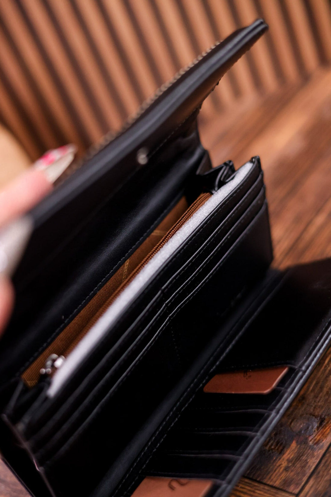 Black Wrangler Denim Tri Fold Convertible Wallet - Whiskey Skies - MONTANA WEST