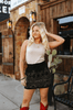 Black "Yippee Stitch" Skort Brown Detailed Stitching - Whiskey Skies - 2 FLY CO.