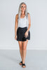 Black Yoga Waistband Skirt W/ Built In Shorts - Whiskey Skies - WHITE BIRCH