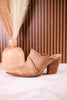 Blame The Bar Tan Mules With Stacked Heel - Whiskey Skies - CORKYS FOOTWEAR