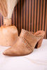 Blame The Bar Tan Mules With Stacked Heel - Whiskey Skies - CORKYS FOOTWEAR