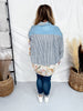 Blue and Ivory Mixed Print Button Down Shirt - Whiskey Skies - SEW IN LOVE