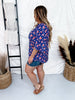 Blue and Orange Floral Top with Half Bell Sleeves - Whiskey Skies - DEAR SCARLETT