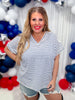 Blue and White Striped Short Sleeve Top - Whiskey Skies - SOUTHERN GRACE