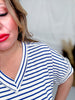 Blue and White Striped Short Sleeve Top - Whiskey Skies - SOUTHERN GRACE