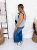 Blue & Black Antique Floral Embroidered Lace Sweater Knit Vest Top - Whiskey Skies - DAVI & DANI