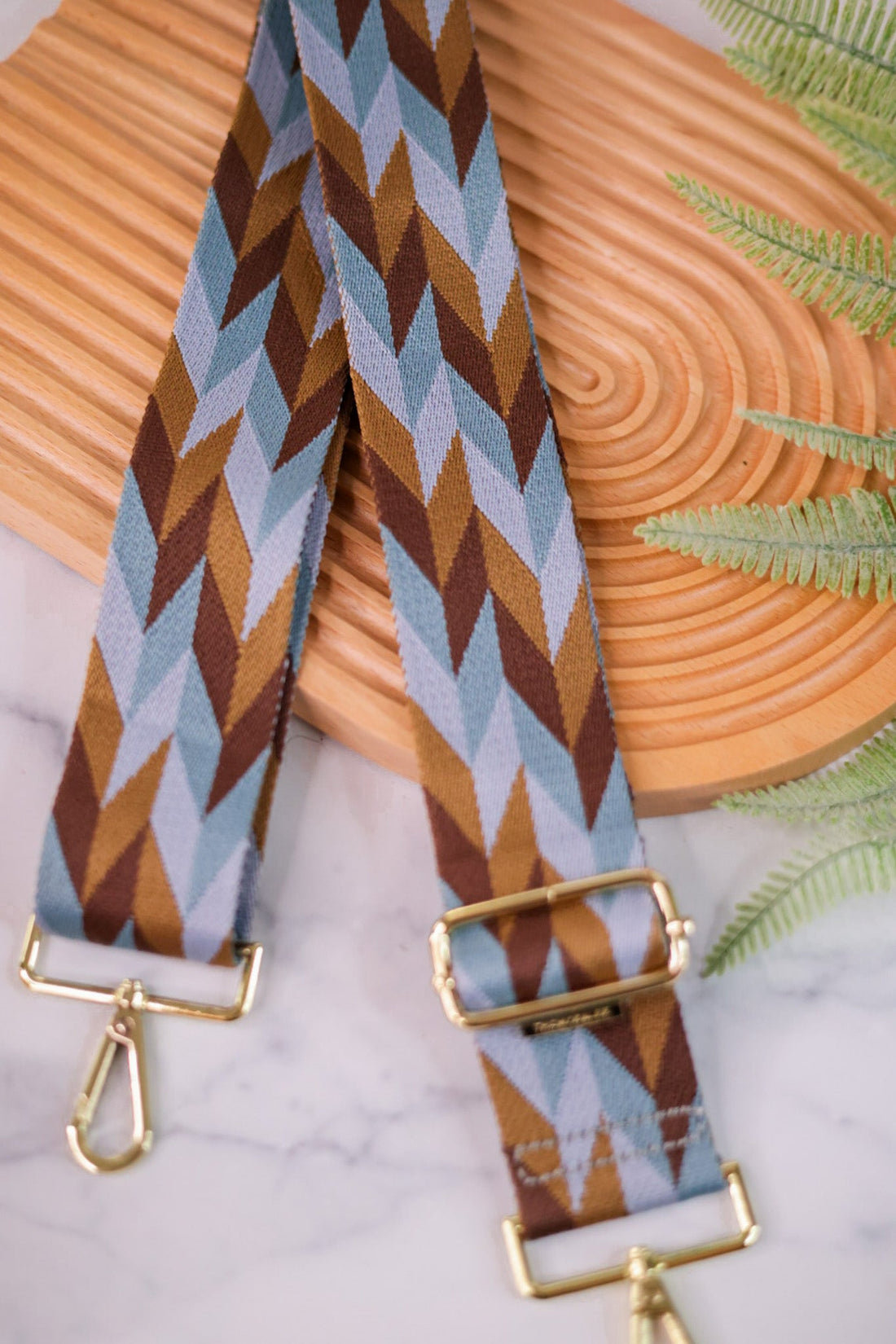 Blue & Brown Geometric Guitar Bag Strap - Whiskey Skies - THOMAS & LEE CO.