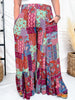 Blue & Brown Patchwork Palazzo Pants - Whiskey Skies - EASEL
