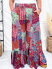 Blue & Brown Patchwork Palazzo Pants - Whiskey Skies - EASEL