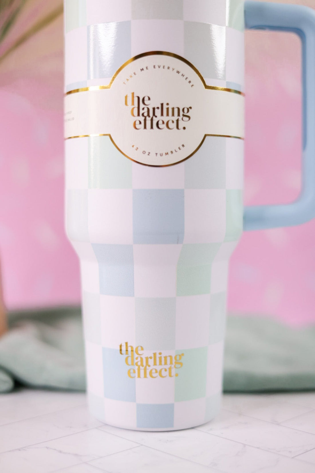 Blue Checkered Take Me Everywhere 40oz Tumbler - Whiskey Skies - THE DARLING EFFECT