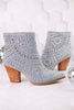 Blue Denim Line Dance Rhinestone Booties - Whiskey Skies - CORKYS FOOTWEAR