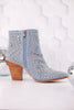 Blue Denim Line Dance Rhinestone Booties - Whiskey Skies - CORKYS FOOTWEAR