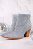 Blue Denim Line Dance Rhinestone Booties - Whiskey Skies - CORKYS FOOTWEAR