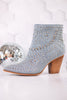 Blue Denim Line Dance Rhinestone Booties - Whiskey Skies - CORKYS FOOTWEAR