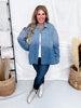 Blue Denim Long Sleeve Rhinestone Button Front Top - Whiskey Skies - DAVI & DANI