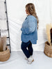 Blue Denim Long Sleeve Rhinestone Button Front Top - Whiskey Skies - DAVI & DANI
