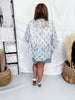 Blue Floral Eyelet Blouse With Smocked Hems - Whiskey Skies - BIBI