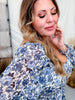 Blue Floral Long Sleeve Romper With Square Neckline - Whiskey Skies - JADE BY JANE