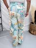 Blue Floral Patchwork Print Jogger Pants - Whiskey Skies - DAVI & DANI