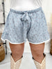 Blue Gingham Shorts With Floral Print - Whiskey Skies - POLAGRAM + BAEVELY