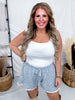 Blue Gingham Shorts With Floral Print - Whiskey Skies - POLAGRAM + BAEVELY