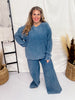 Blue Mineral Washed Straight Leg Lounge Pants - Whiskey Skies - MOON RYDER