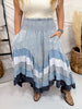 Blue Mineral Washed Tiered Hem Skirt - Whiskey Skies - OLI & HALI