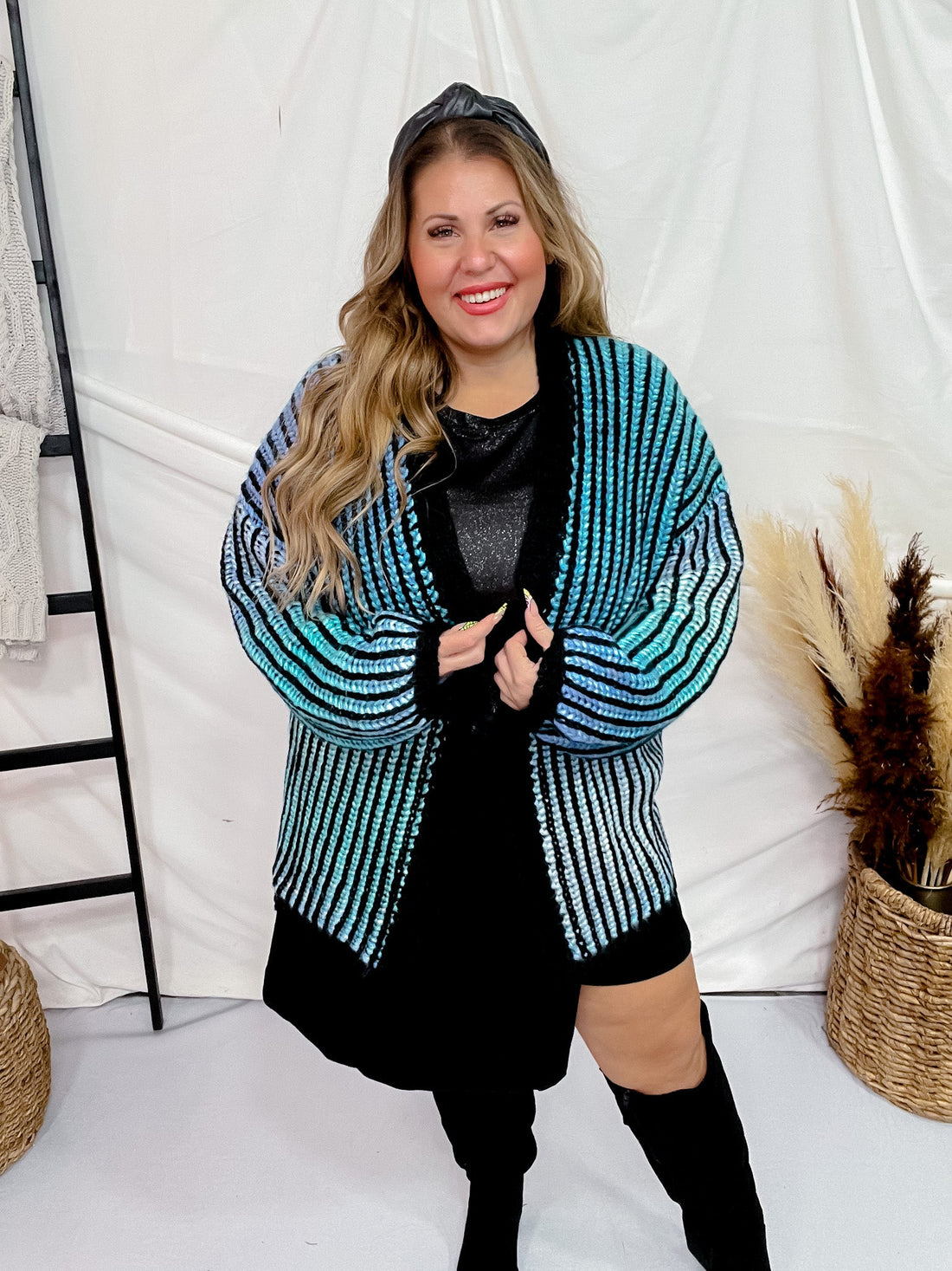 Blue Multi - Colored Ombre Sweater Cardigan - Whiskey Skies - ADORA