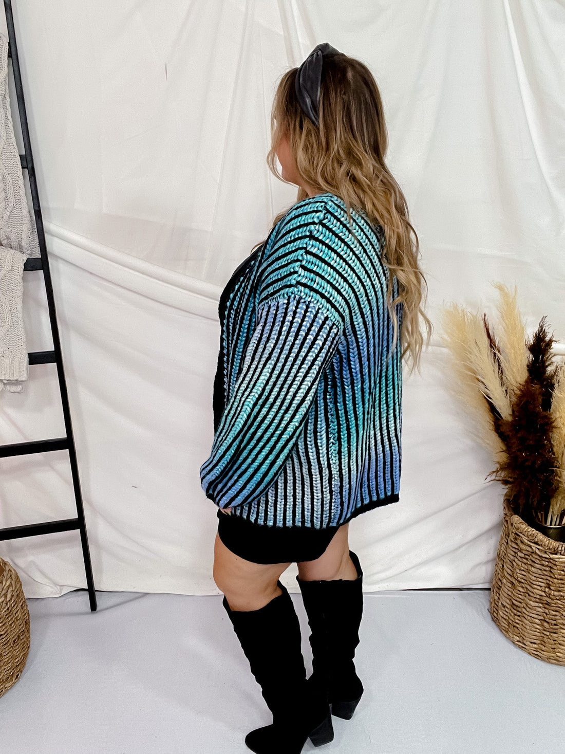 Blue Multi - Colored Ombre Sweater Cardigan - Whiskey Skies - ADORA