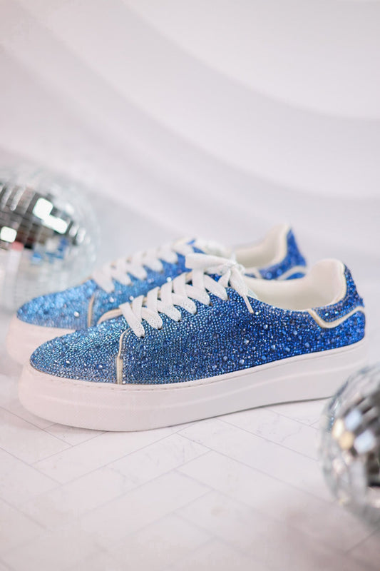 Blue Ombre Bedazzled Sneakers - Whiskey Skies - CORKY