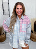 Blue & Pink Patchwork Patterned Button Down Shirt - Whiskey Skies - SEW IN LOVE