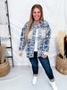 Blue Plaid Bleach Splatter Flannel With Stud Accents - Whiskey Skies - DAVI & DANI