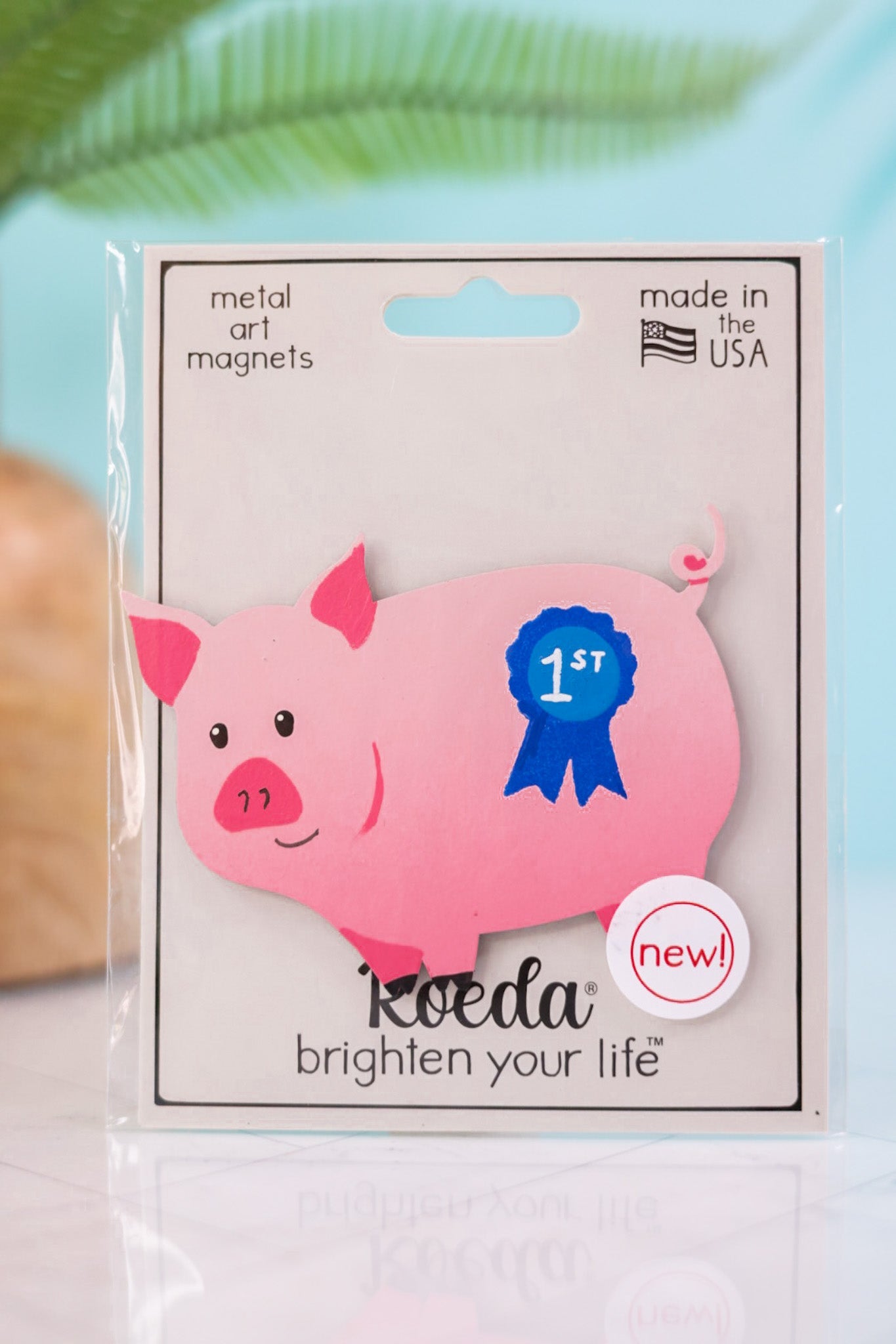 Blue Ribbon Pig Magnet - Whiskey Skies - ROEDA STUDIO