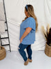 Blue Ruffle Sleeve Smocked Shoulder Top - Whiskey Skies - ODDI
