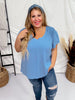 Blue Ruffle Sleeve Smocked Shoulder Top - Whiskey Skies - ODDI
