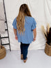 Blue Ruffle Sleeve Smocked Shoulder Top - Whiskey Skies - ODDI