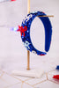 Blue Sequin Headband W/ Red White & Blue Beaded Bows - Whiskey Skies - MUD PIE