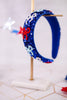Blue Sequin Headband W/ Red White & Blue Beaded Bows - Whiskey Skies - MUD PIE