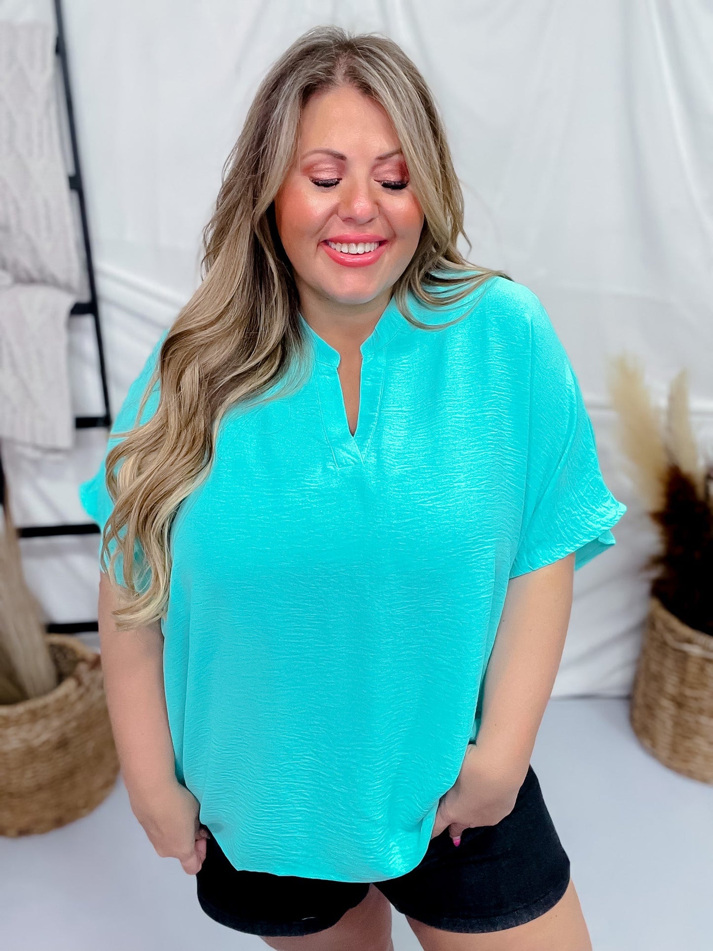 Blue Short Dolman Sleeve Top - Whiskey Skies - ANDREE BY UNIT