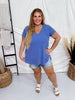 Blue Short Sleeve Hi - Low Tunic Top - Whiskey Skies - ANDREE BY UNIT