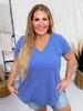 Blue Short Sleeve Hi - Low Tunic Top - Whiskey Skies - ANDREE BY UNIT