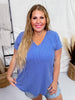 Blue Short Sleeve Hi - Low Tunic Top - Whiskey Skies - ANDREE BY UNIT