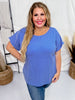 Blue Short Sleeve Waffle Tunic Top - Whiskey Skies - ANDREE BY UNIT