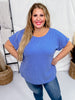 Blue Short Sleeve Waffle Tunic Top - Whiskey Skies - ANDREE BY UNIT