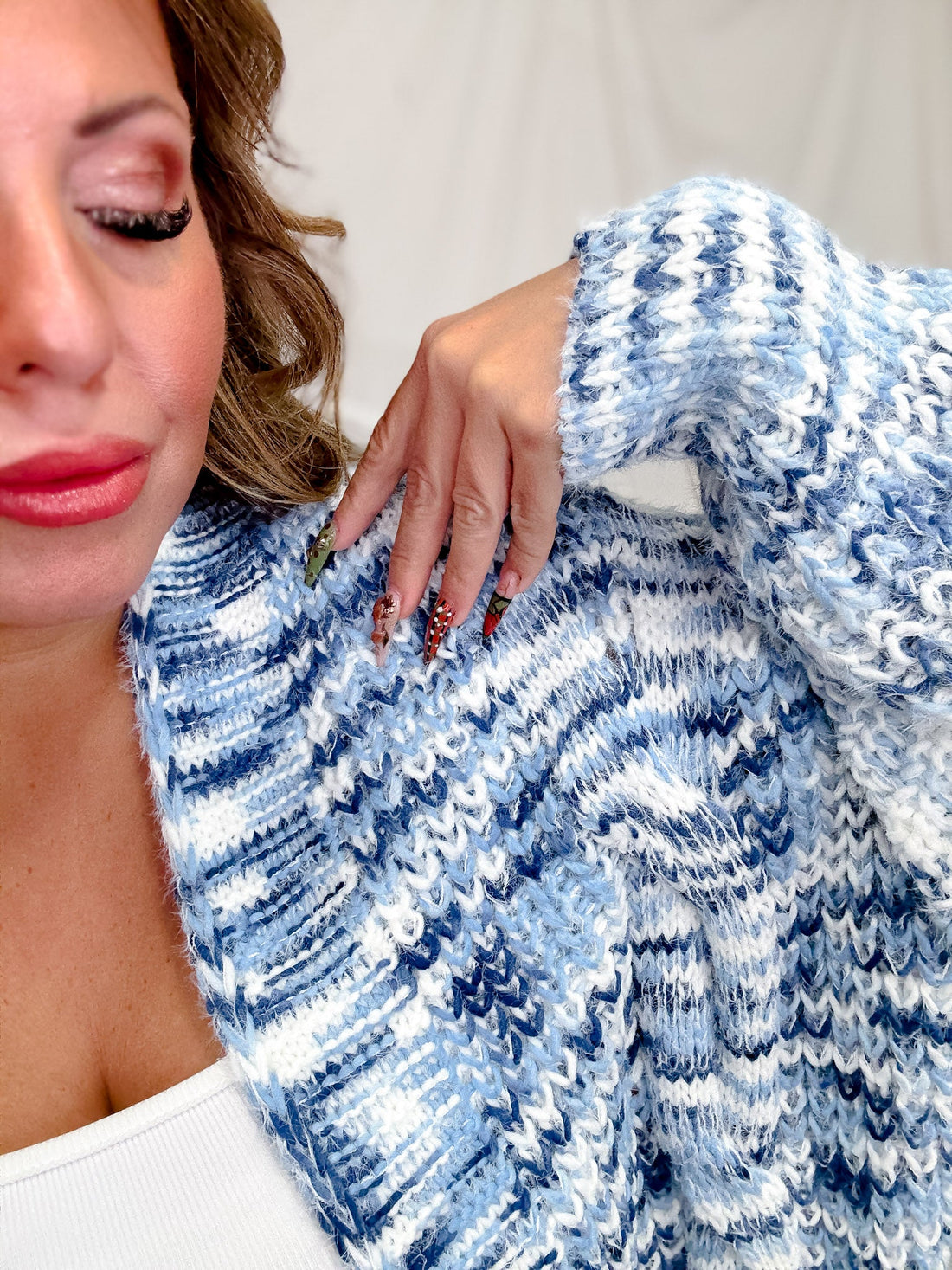 Blue Space Dyed Long Sleeve Cardigan Duster - Whiskey Skies - SWEET GENERIS