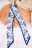 Blue & White Butterfly Floral Print Twilly Scarf - Whiskey Skies - CAMEL THREADS