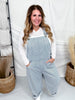 Blue & White Pinstriped Barrel Leg Overalls - Whiskey Skies - ODDI