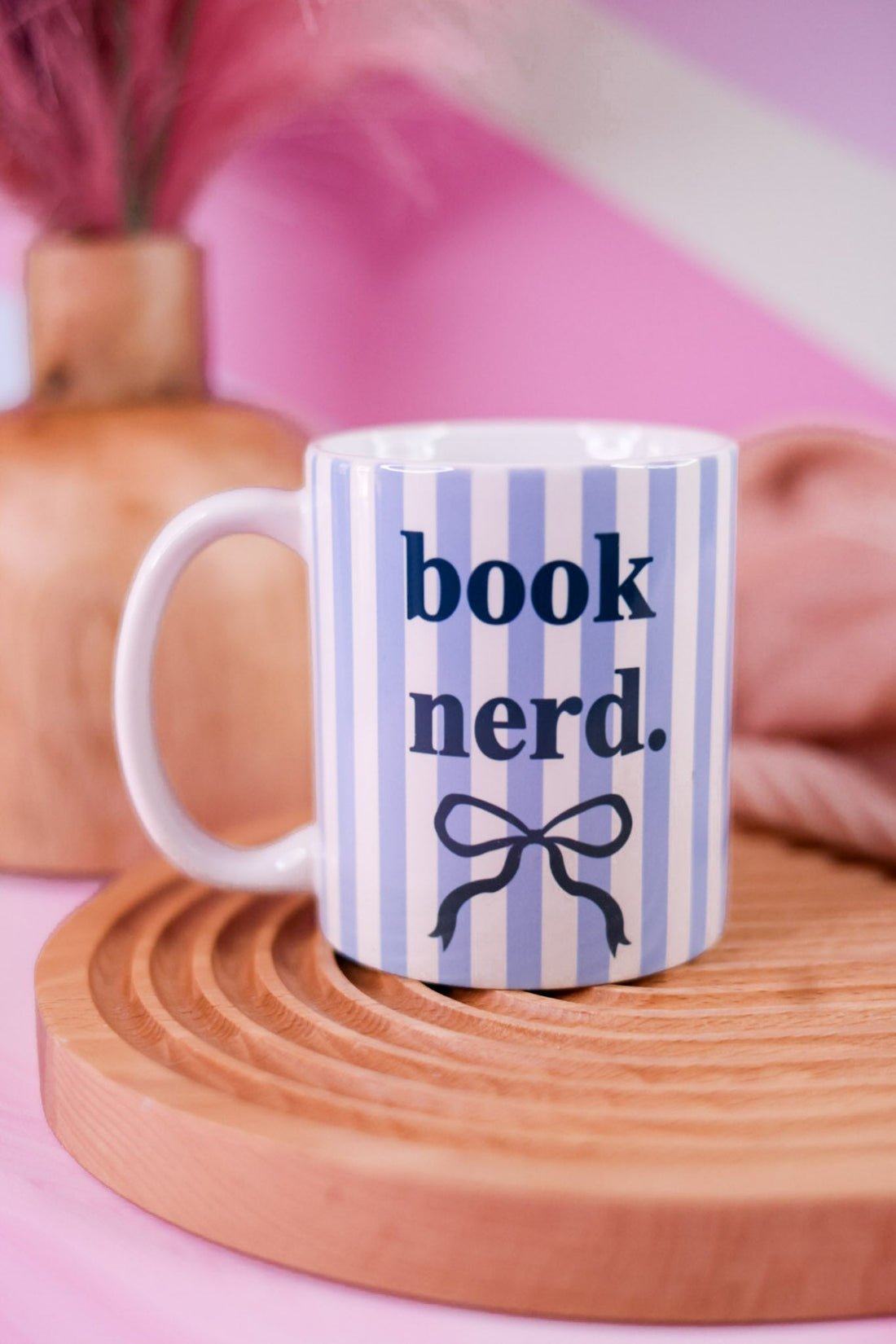 Blue & White Striped Book Nerd Ceramic Mug - Whiskey Skies - MUGSBY