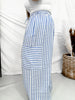 Blue & White Striped Wide Leg Lounge Pants - Whiskey Skies - ODDI